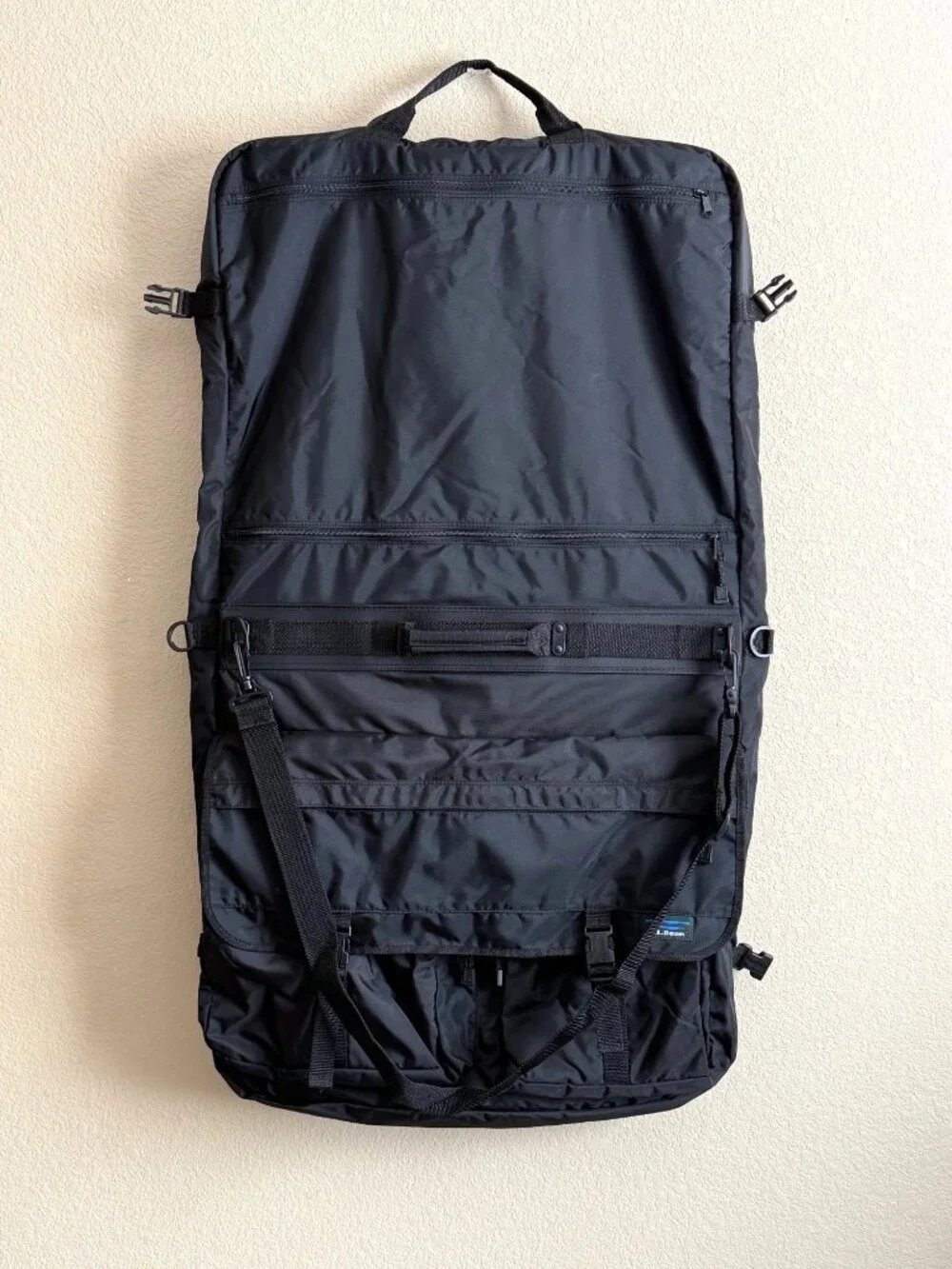L.L. Bean Garment Travel Luggage Bag Shoulder Strap Black Style M541